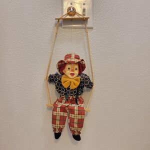 Plaid Clown Doll on Swing